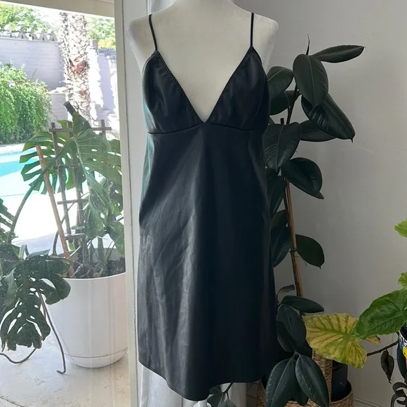 the fix leather dress Black Vegan Leather Mini Dress main image 0